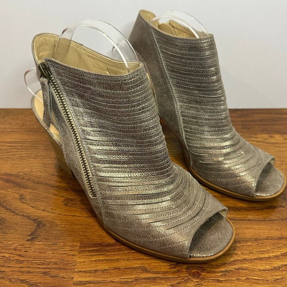 Paul Green Cayenne Peep Toe Heels Women’s 7.5 (US 10) Metallic Silver Leather